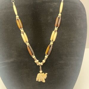 Vintage Hand Carved Elephant Necklace